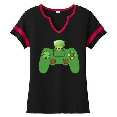 St Patrick's Day Gaming Controller Ladies Halftime Notch Neck Tee