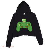 St Patrick's Day Gaming Controller Crop Fleece Hoodie