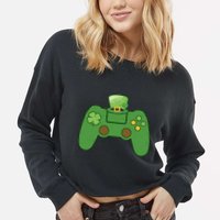 St Patrick's Day Gaming Controller Cropped Pullover Crew