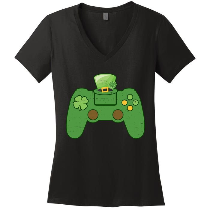 St Patrick's Day Gaming Controller Women's V-Neck T-Shirt