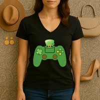 St Patrick's Day Gaming Controller Women's V-Neck T-Shirt