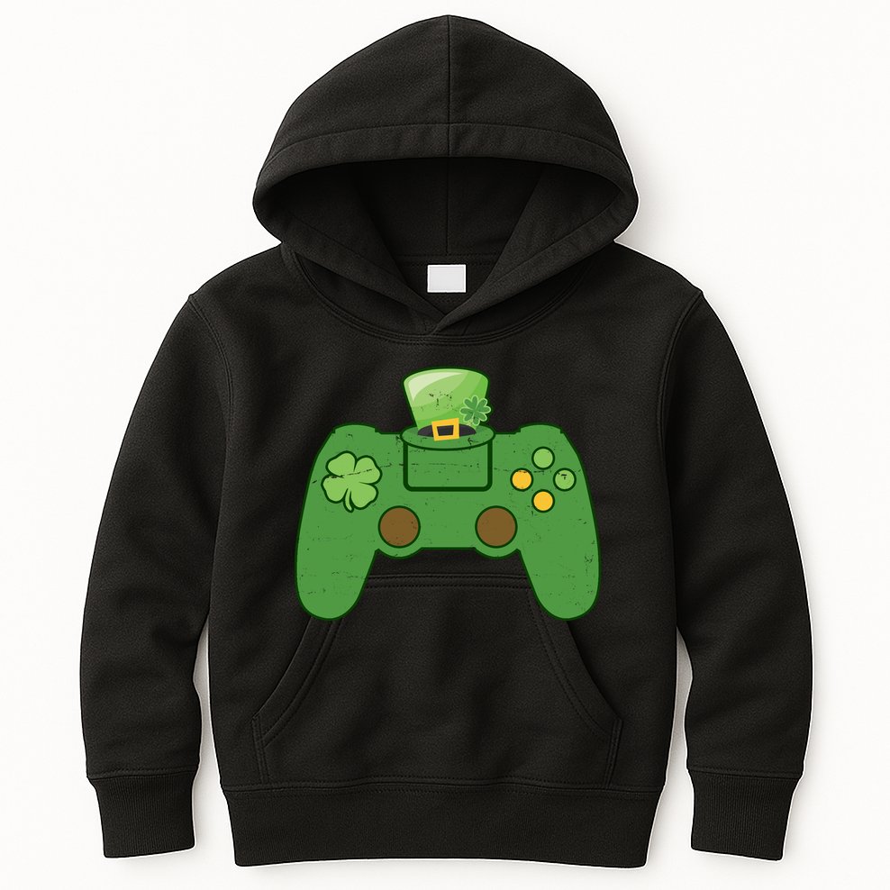 St Patrick's Day Gaming Controller Kids Hoodie