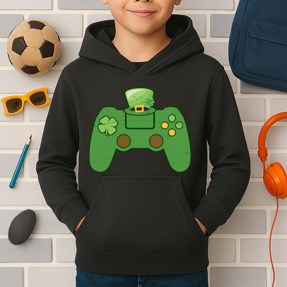 St Patrick's Day Gaming Controller Kids Hoodie