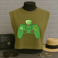 St Patrick's Day Gaming Controller Garment-Dyed Women's Muscle Tee