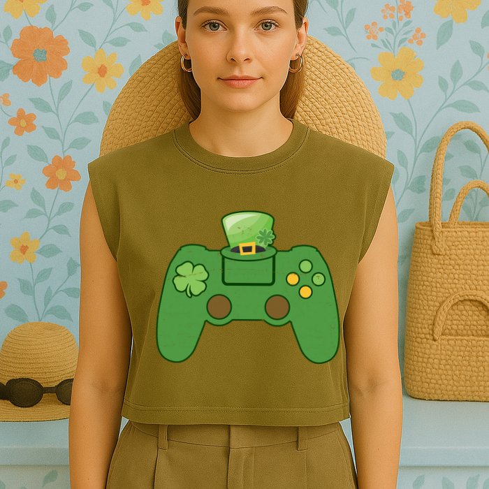 St Patrick's Day Gaming Controller Garment-Dyed Women's Muscle Tee