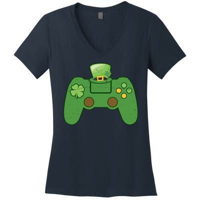 St Patrick's Day Gaming Controller Women's V-Neck T-Shirt