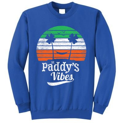 St Patrick Day Vintage St Paddy's Vibes Lucky Shamrock Beach Cute Gift Tall Sweatshirt