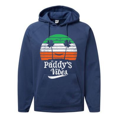 St Patrick Day Vintage St Paddy's Vibes Lucky Shamrock Beach Cute Gift Performance Fleece Hoodie