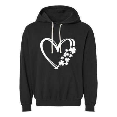 St Patricks Day Irish Heart Shamrocks Garment-Dyed Fleece Hoodie