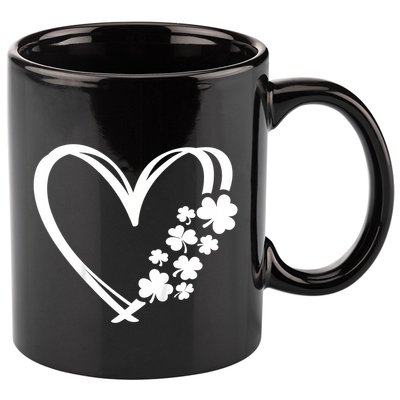St Patricks Day Irish Heart Shamrocks 11oz C Handle Ceramic Mug