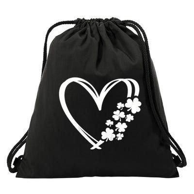 St Patricks Day Irish Heart Shamrocks Drawstring Bag