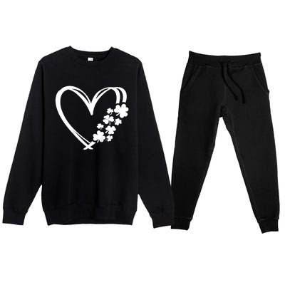 St Patricks Day Irish Heart Shamrocks Premium Crewneck Sweatsuit Set