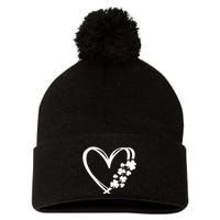 St Patricks Day Irish Heart Shamrocks Pom Pom 12in Knit Beanie