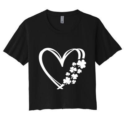 St Patricks Day Irish Heart Shamrocks Crop Top