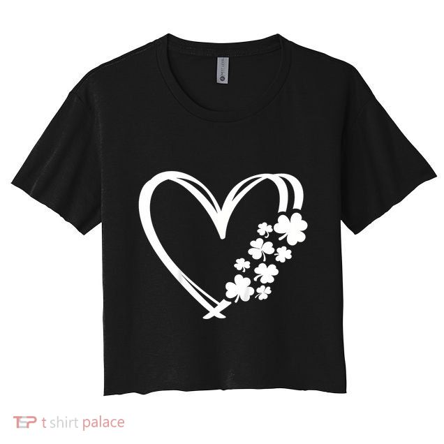 St Patricks Day Irish Heart Shamrocks Crop Top