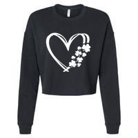 St Patricks Day Irish Heart Shamrocks Cropped Pullover Crew