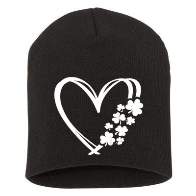 St Patricks Day Irish Heart Shamrocks Short Acrylic Beanie