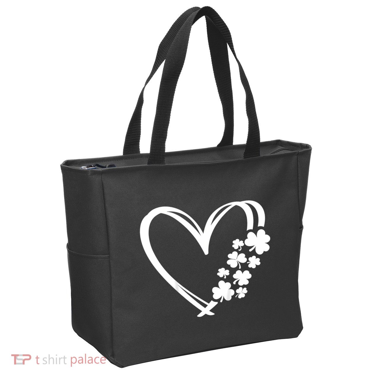St Patricks Day Irish Heart Shamrocks Zip Tote Bag