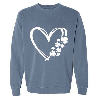 St Patricks Day Irish Heart Shamrocks Garment-Dyed Sweatshirt