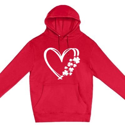 St Patricks Day Irish Heart Shamrocks Premium Pullover Hoodie