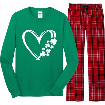 St Patricks Day Irish Heart Shamrocks Long Sleeve Pajama Set