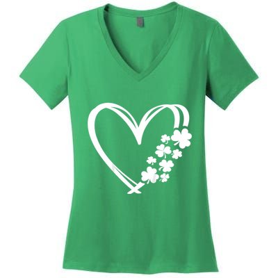 St Patricks Day Irish Heart Shamrocks Women's V-Neck T-Shirt