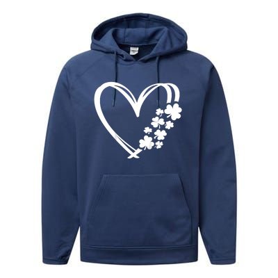 St Patricks Day Irish Heart Shamrocks Performance Fleece Hoodie