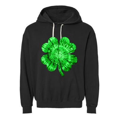 St Patrick's Day Shamrock Tie Dye Women Irish Boy Lucky Garment-Dyed Fleece Hoodie