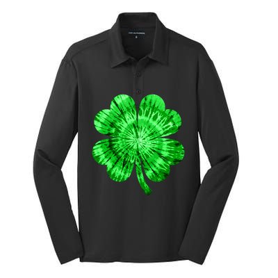 St Patrick's Day Shamrock Tie Dye Women Irish Boy Lucky Silk Touch Performance Long Sleeve Polo