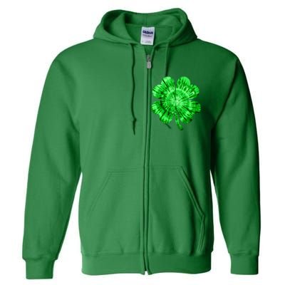 St Patrick's Day Shamrock Tie Dye Women Irish Boy Lucky Full Zip Hoodie