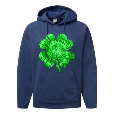 St Patrick's Day Shamrock Tie Dye Women Irish Boy Lucky Performance Fleece Hoodie