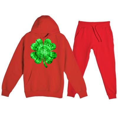 St Patrick's Day Shamrock Tie Dye Women Irish Boy Lucky Premium Hooded Sweatsuit Set