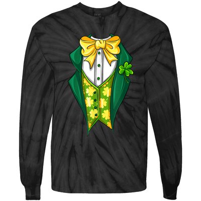 St Patrick's Day Tuxedo Tie-Dye Long Sleeve Shirt