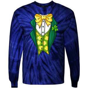 St Patrick's Day Tuxedo Tie-Dye Long Sleeve Shirt