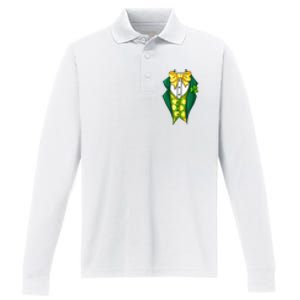 St Patrick's Day Tuxedo Performance Long Sleeve Polo