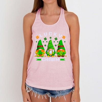 St Patricks Day Lucky Gnomes Gift Women's Knotted Racerback Tank