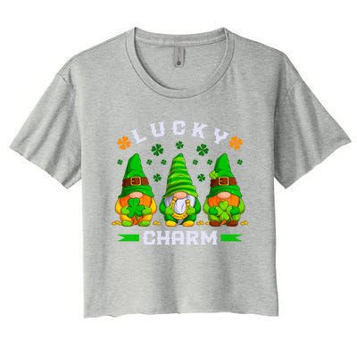 St Patricks Day Lucky Gnomes Gift Women's Crop Top Tee