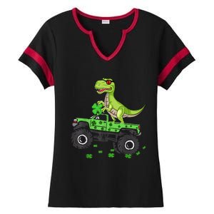 St Patricks day boys  Toddler dinosaur Monster turck trex Ladies Halftime Notch Neck Tee