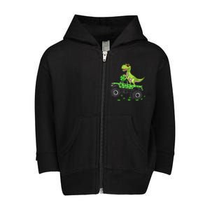 St Patricks day boys  Toddler dinosaur Monster turck trex Toddler Zip Fleece Hoodie