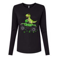 St Patricks day boys  Toddler dinosaur Monster turck trex Womens Cotton Relaxed Long Sleeve T-Shirt