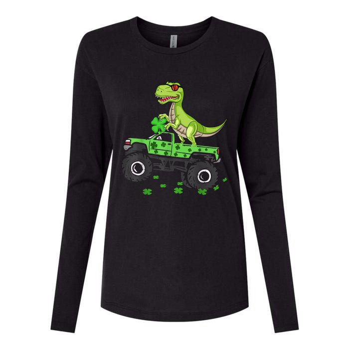 St Patricks day boys  Toddler dinosaur Monster turck trex Womens Cotton Relaxed Long Sleeve T-Shirt