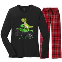 St Patricks day boys  Toddler dinosaur Monster turck trex Women's Long Sleeve Flannel Pajama Set 