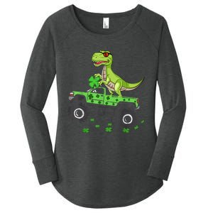 St Patricks day boys  Toddler dinosaur Monster turck trex Women's Perfect Tri Tunic Long Sleeve Shirt