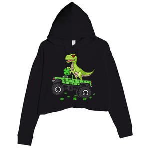 St Patricks day boys  Toddler dinosaur Monster turck trex Crop Fleece Hoodie