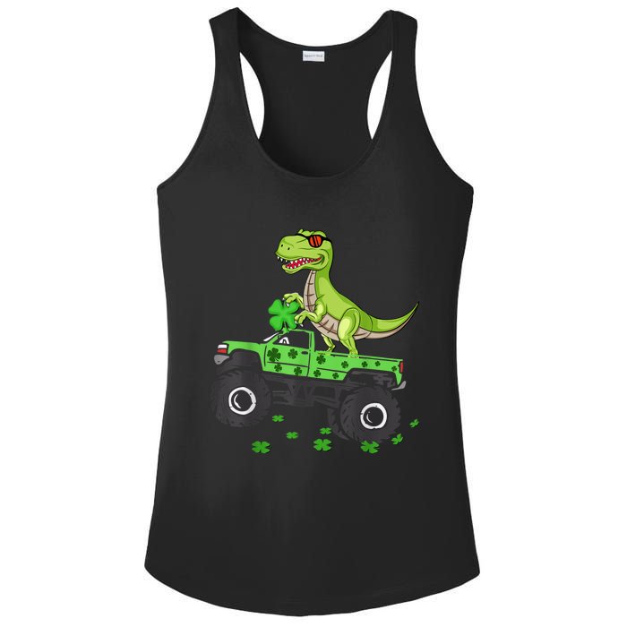 St Patricks day boys  Toddler dinosaur Monster turck trex Ladies PosiCharge Competitor Racerback Tank