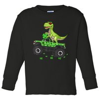 St Patricks day boys  Toddler dinosaur Monster turck trex Toddler Long Sleeve Shirt