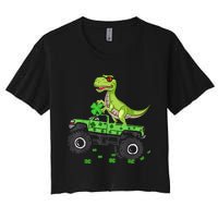 St Patricks day boys  Toddler dinosaur Monster turck trex Women's Crop Top Tee