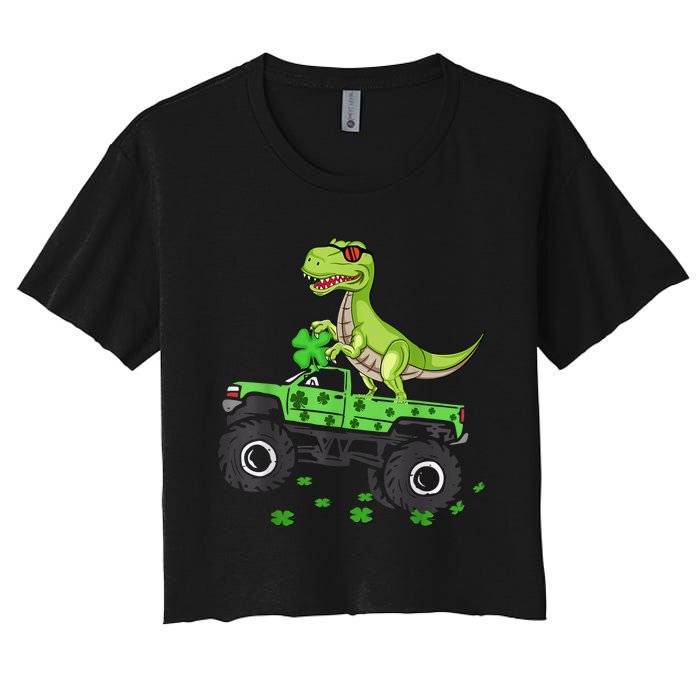 St Patricks day boys  Toddler dinosaur Monster turck trex Women's Crop Top Tee