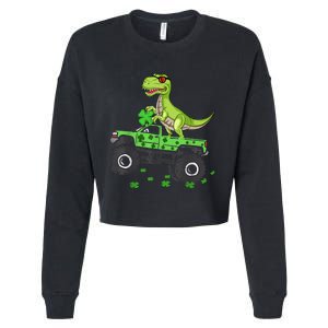 St Patricks day boys  Toddler dinosaur Monster turck trex Cropped Pullover Crew