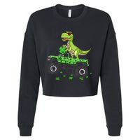 St Patricks day boys  Toddler dinosaur Monster turck trex Cropped Pullover Crew